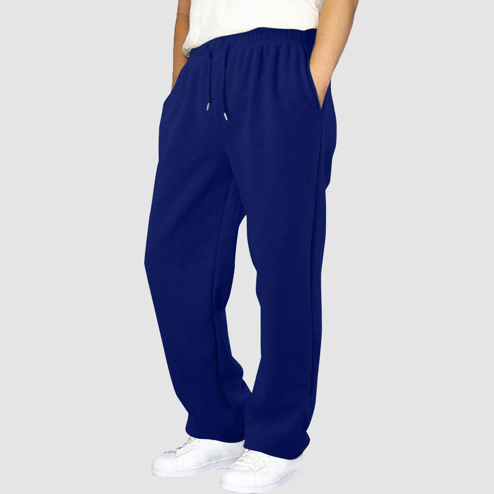 thumbnail image 5 of Pantalones de chándal con forro polar para hombre: pierna recta ancha, cintura alta, bolsillos, poliéster resistente para uso diario/deportivo, tallas US/UK/EU S-XXXL, 5 of 8